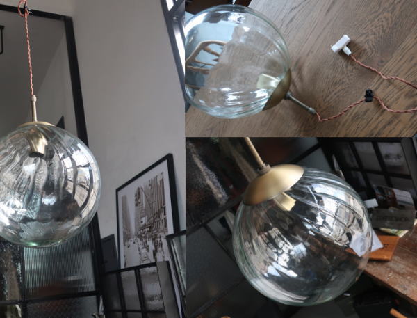 大きなガラスボールがおしゃれな照明