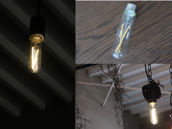 省エネでおしゃれなLED電球を並べた展示イメージ,インテリア照明に最適なデザイン