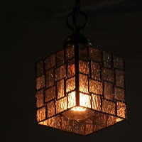 ドロッグリ取扱い ステンドグラスペンダントライト jrb241 クリア スクエア