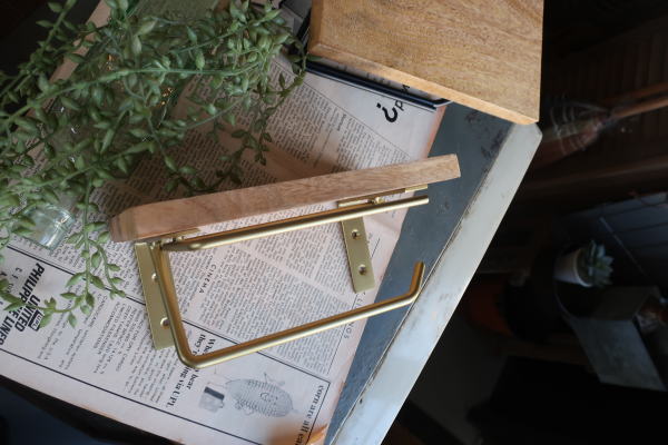 棚付きトイレットペーパーホルダーpo177,木製シェルフ付き