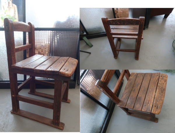 撮影に使いたい古い木製学校椅子